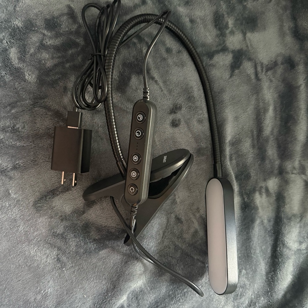 Black LED Clip-On Desk or Bed Lamp